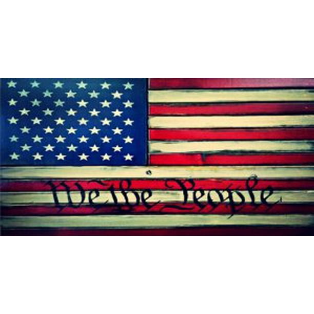 AMERICAN FLAG LICENSE PLATE WHEEL HORSE